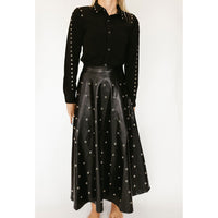 Ava and Lu Black Grommet Blouse