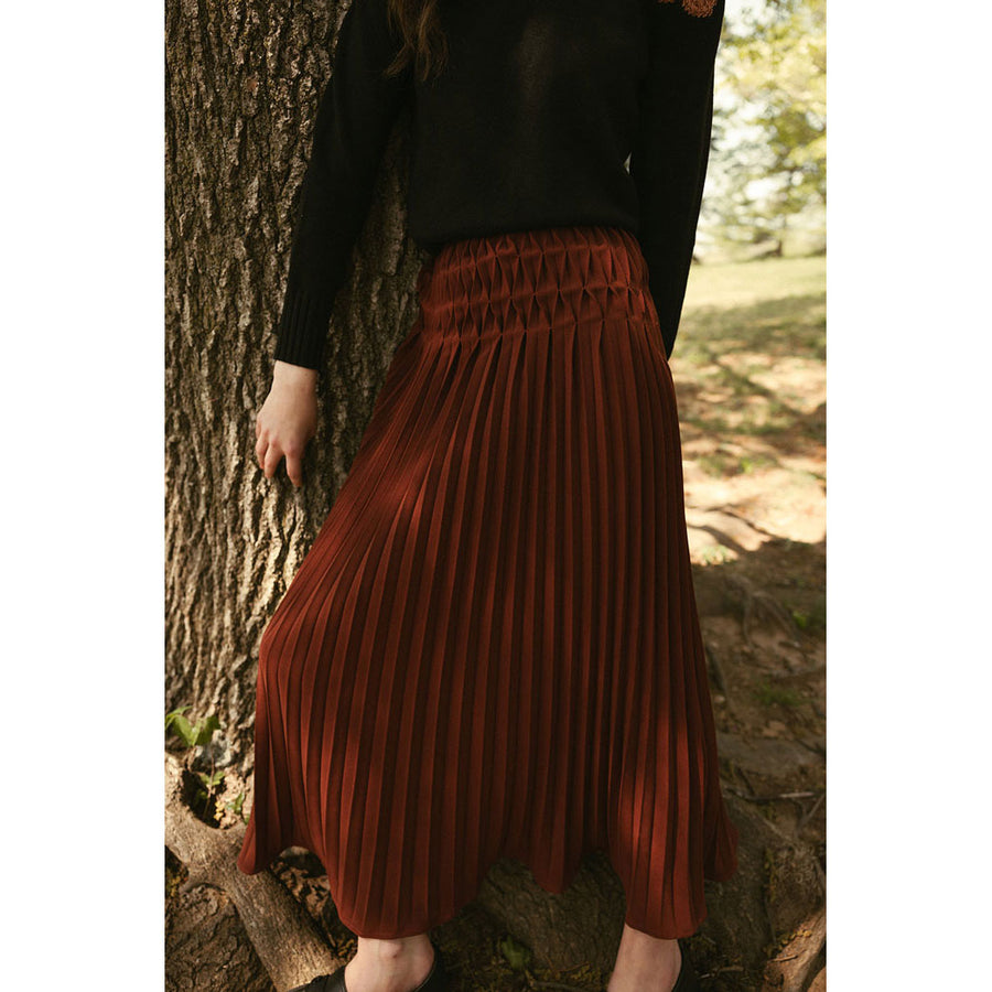 Ava and Lu Rust Pleated Skirt