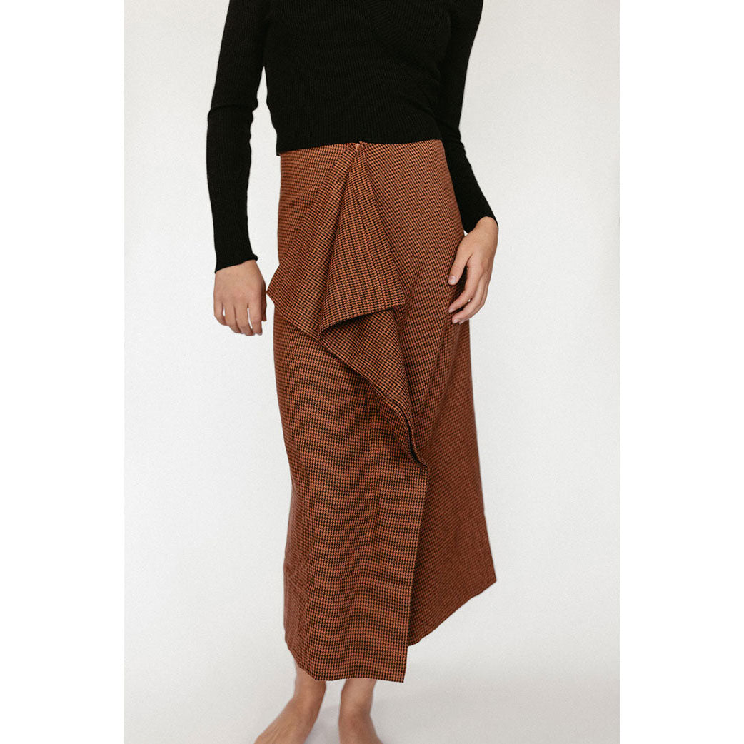 Ava and Lu Brown Check Ruffle Skirt