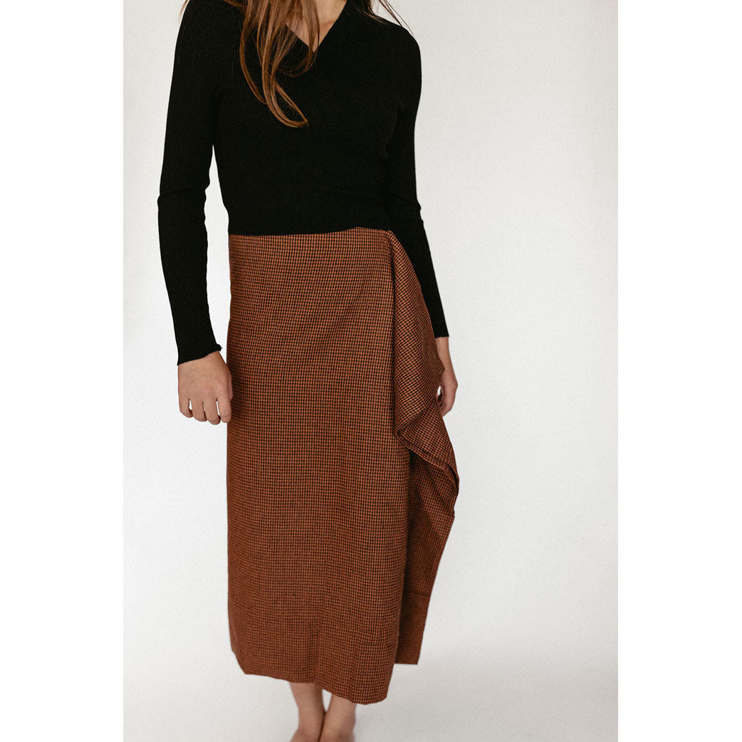 Ava and Lu Brown Check Ruffle Skirt