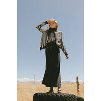 Clubhouse Black Denim Stitched Maxi Skirt