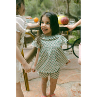 L by Ladida Green Geo 3/4 Bubble Sleeve Blouse