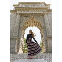 Ava and Lu Navy Multi Striped Drop Waiste Skirt