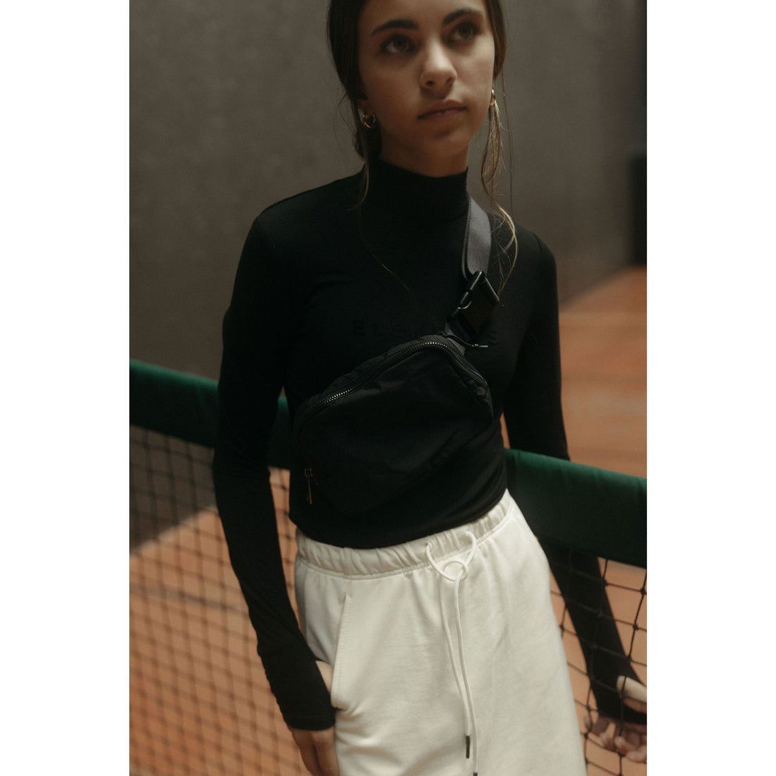 ELEMENTS Black Front Logo Turtleneck