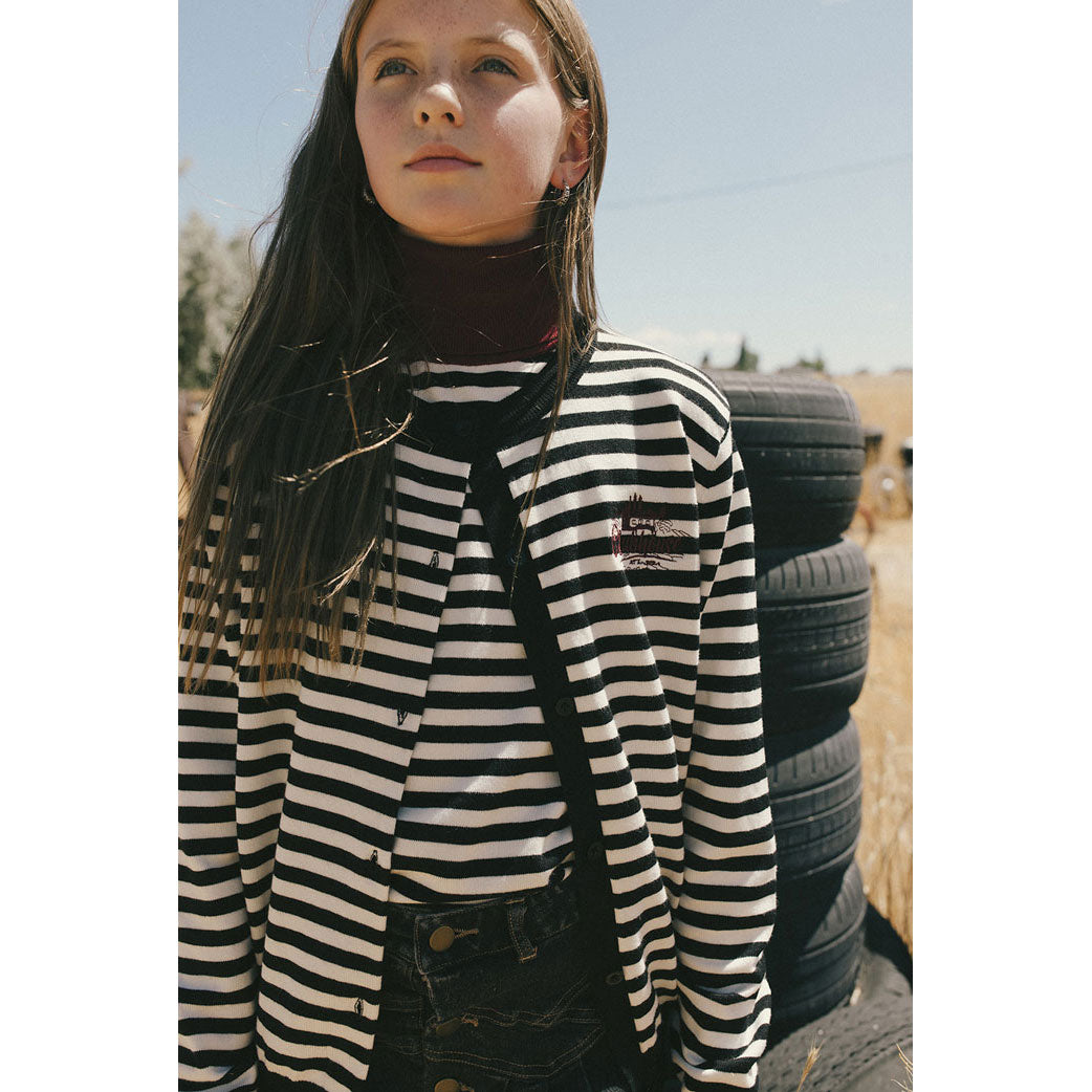 Clubhouse Black/White Striped Cardigan Set