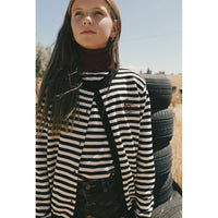 Clubhouse Black/White Striped Cardigan Set