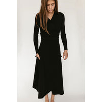 Ava and Lu Black Wrap Knit Top