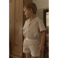 L by Ladida Beige Stripe Grandpa Shirt