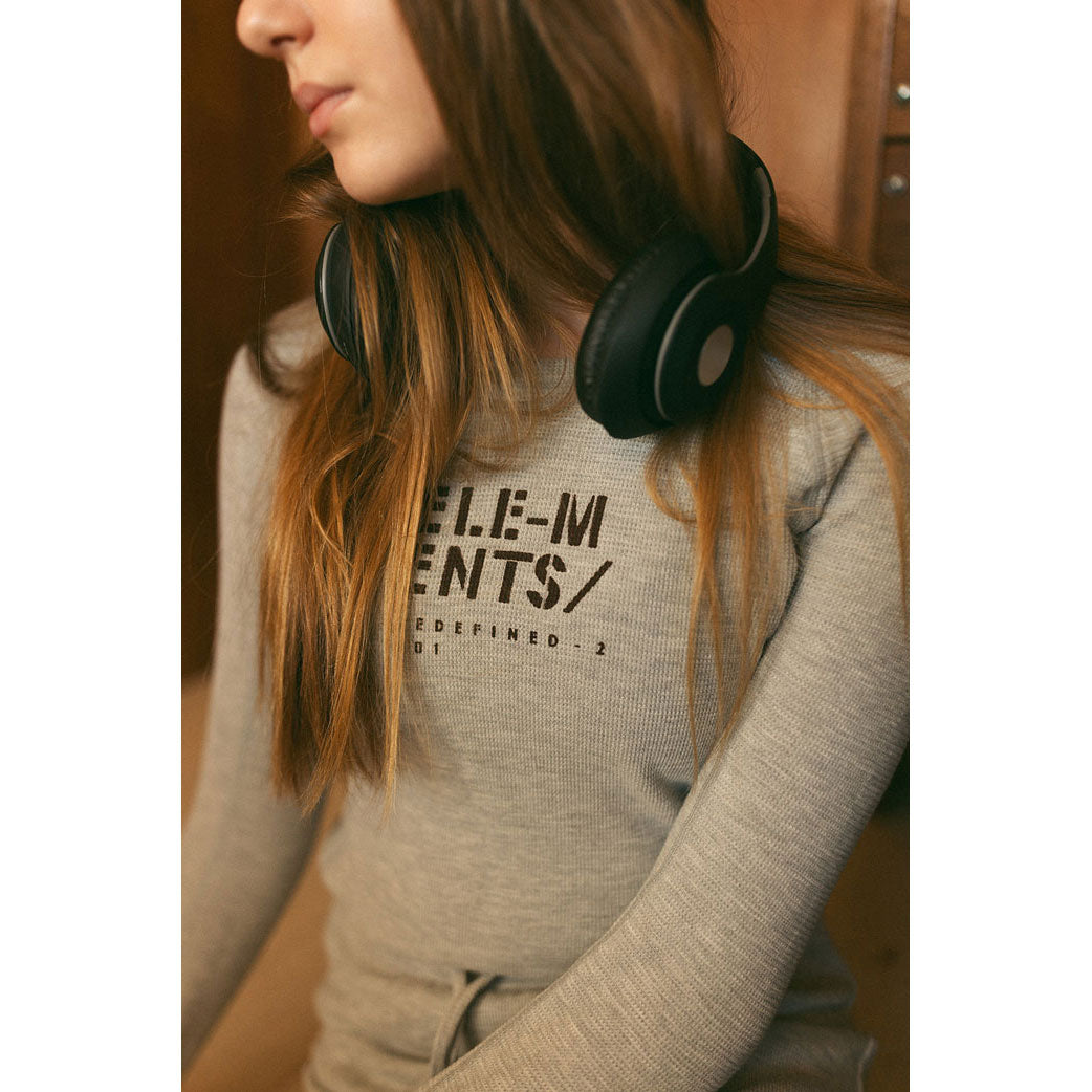 ELEMENTS Grey Stamped Waffle Tee