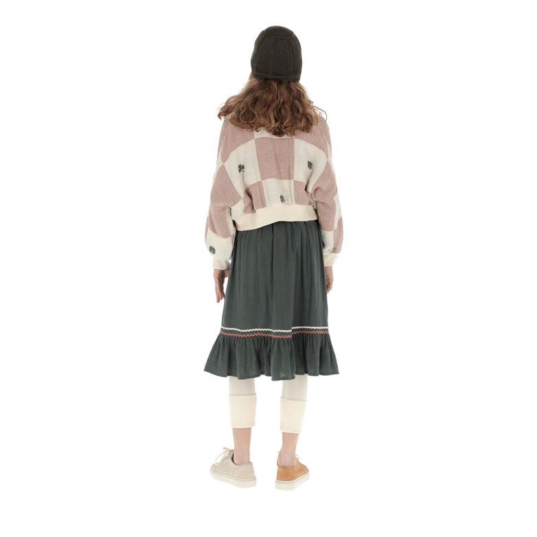 Belle Chiara Green Mousseline Botons Skirt