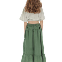Belle Chiara Cactus Cotton Long Ruffle Skirt