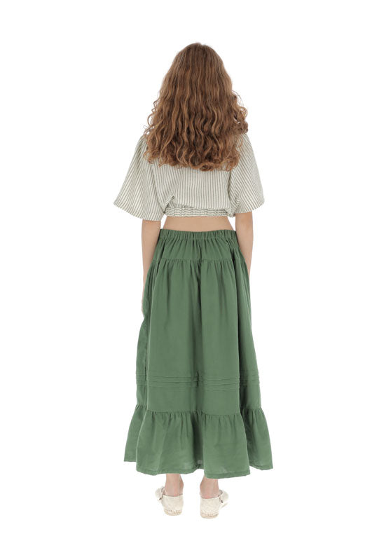 Belle Chiara Cactus Cotton Long Ruffle Skirt