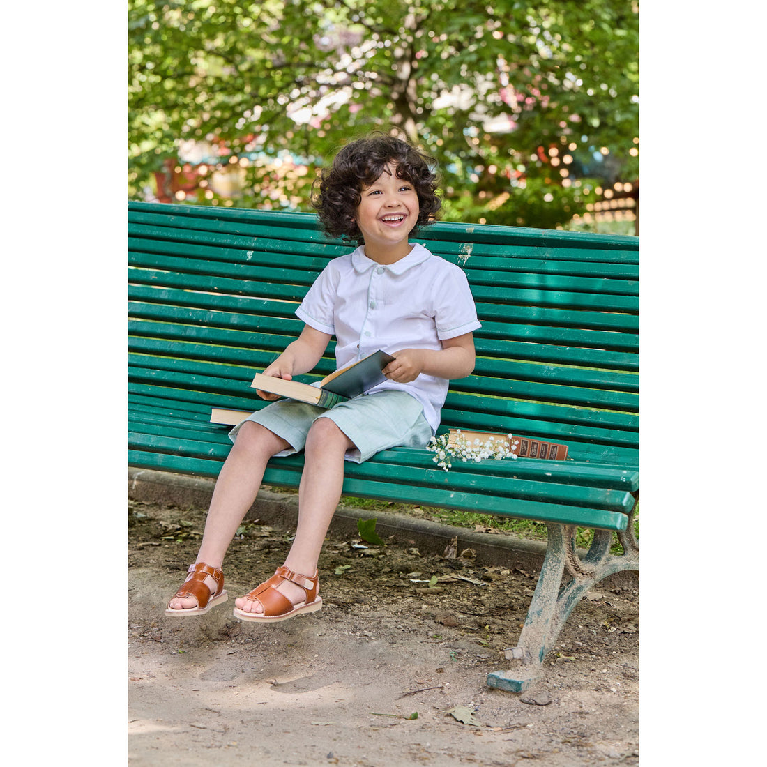 Kidiwi Mint Linen Adam Shorts