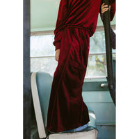 Clubhouse Burgundy Logo Velvet Maxi Skirt