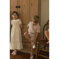L by Ladida Beige Stripe Grandpa Shirt