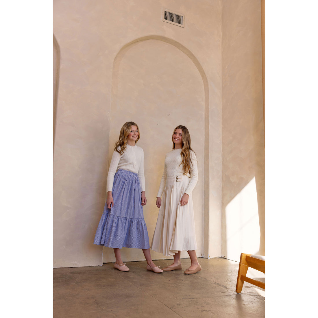 Coco Blanc Blue Striped Maxi Skirt