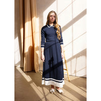 Coco Blanc Navy/Ivory Accordion Pleated Skirt