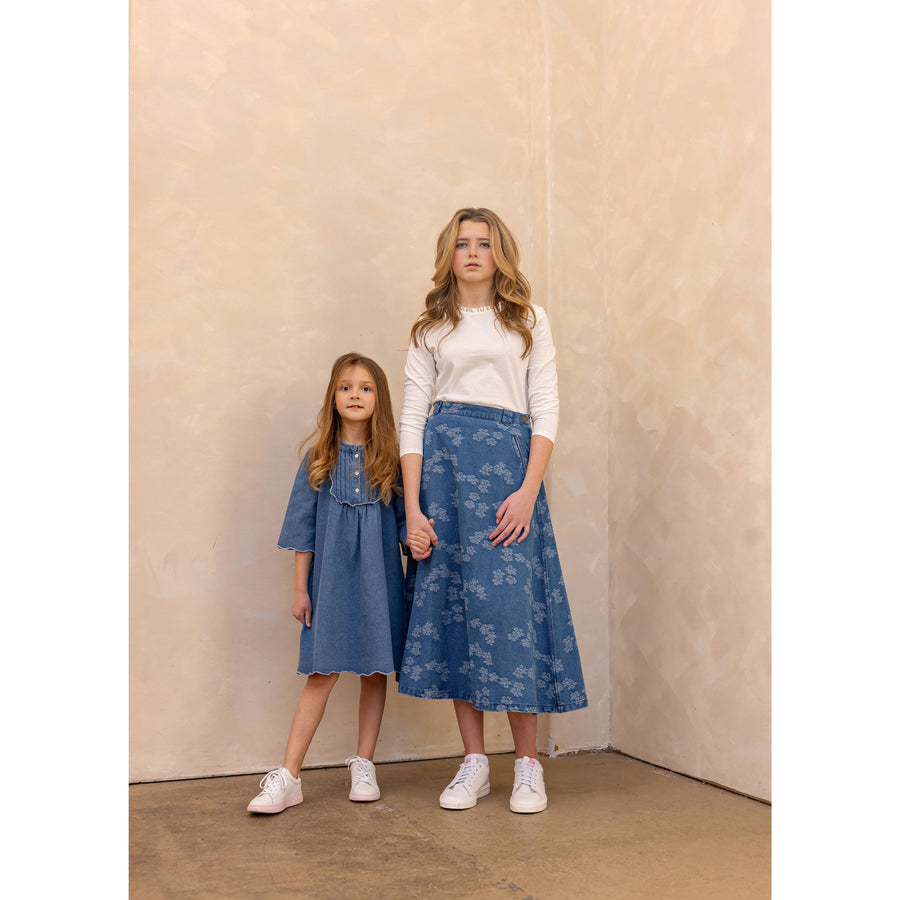 Coco Blanc Denim Scalloped Dress