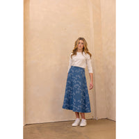 Coco Blanc Floral Denim Skirts