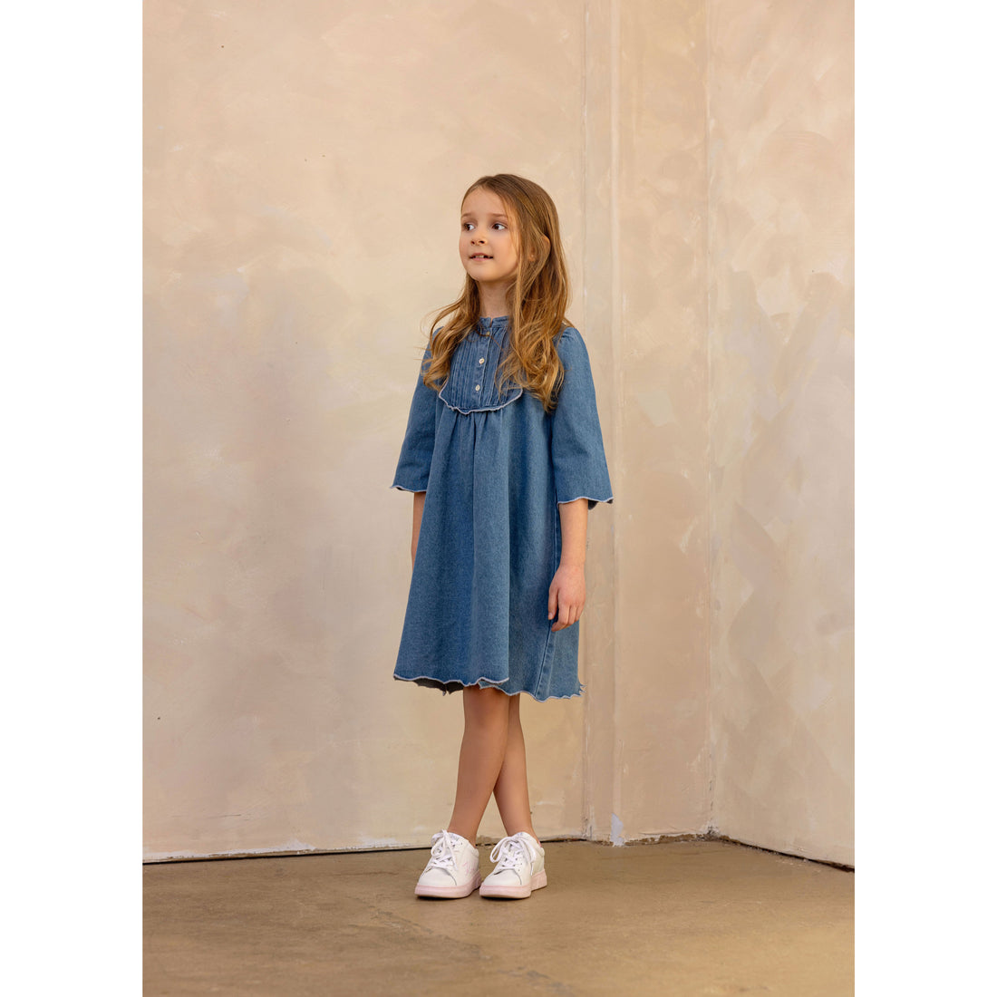 Coco Blanc Denim Scalloped Dress
