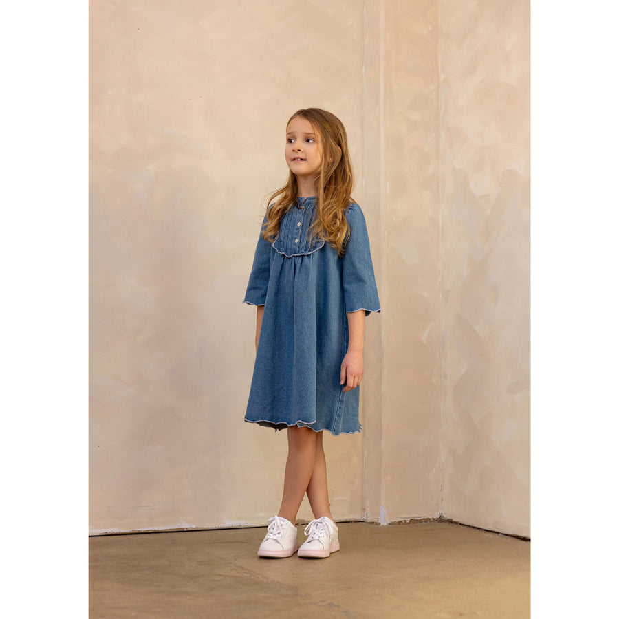 Coco Blanc Denim Scalloped Dress