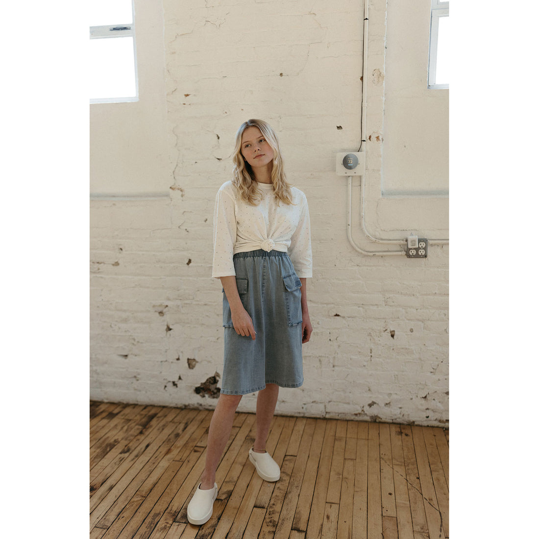 Elements White Rhinestones Boxy Tee