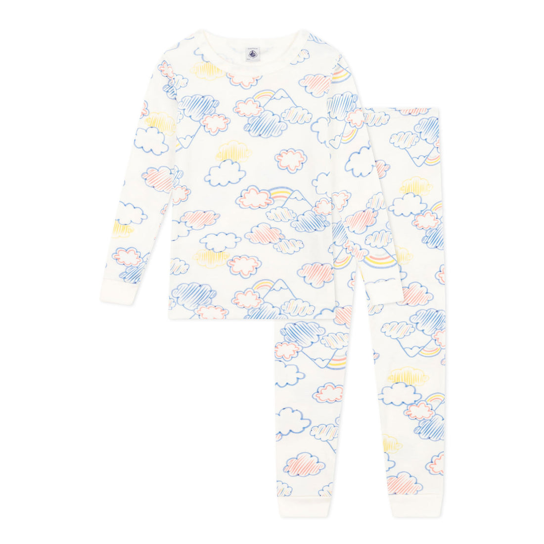 Petit Bateau White Multi Cloud Print Loungewear