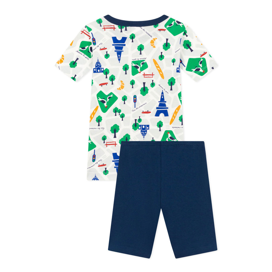 Petit Bateau Blue Multi Parisian Print Shorts Loungewear