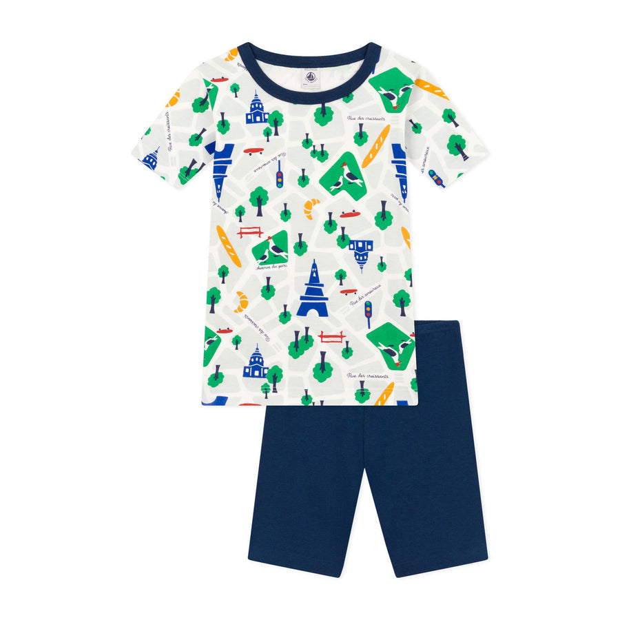 Petit Bateau Blue Multi Parisian Print Shorts Loungewear