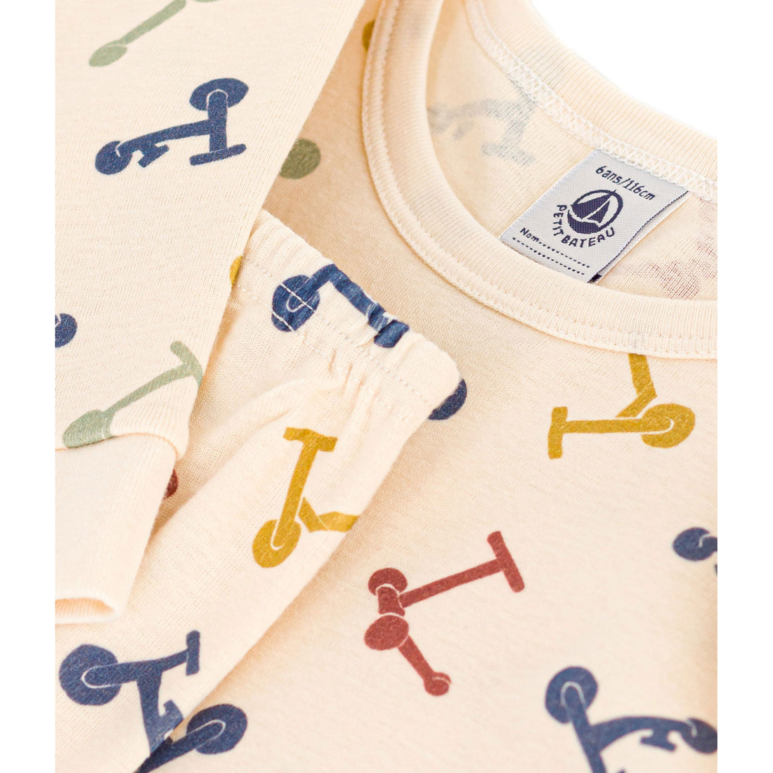 Petit Bateau Cream Multi Scooter Print Loungewear