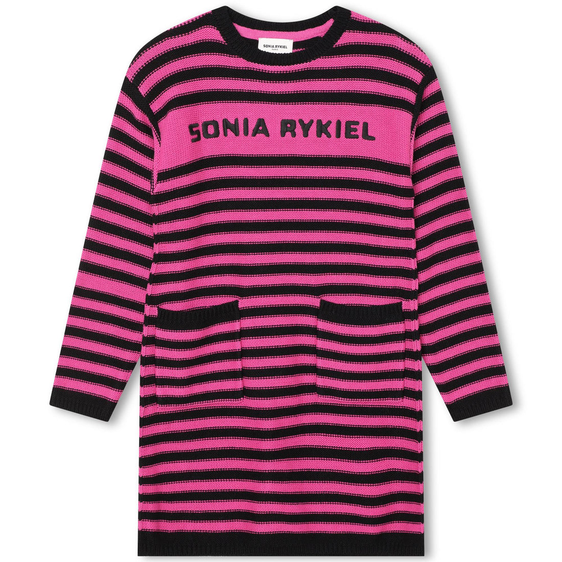 Sonia Rykiel Pink/Black Mini Me Striped Knit Dress
