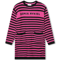 Sonia Rykiel Pink/Black Mini Me Striped Knit Dress