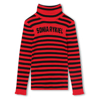 Sonia Rykiel Red Mini Me Stripped Turtleneck Sweater