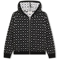 Sonia Rykiel Black Mini Me Logo Allover Zip Hoodie