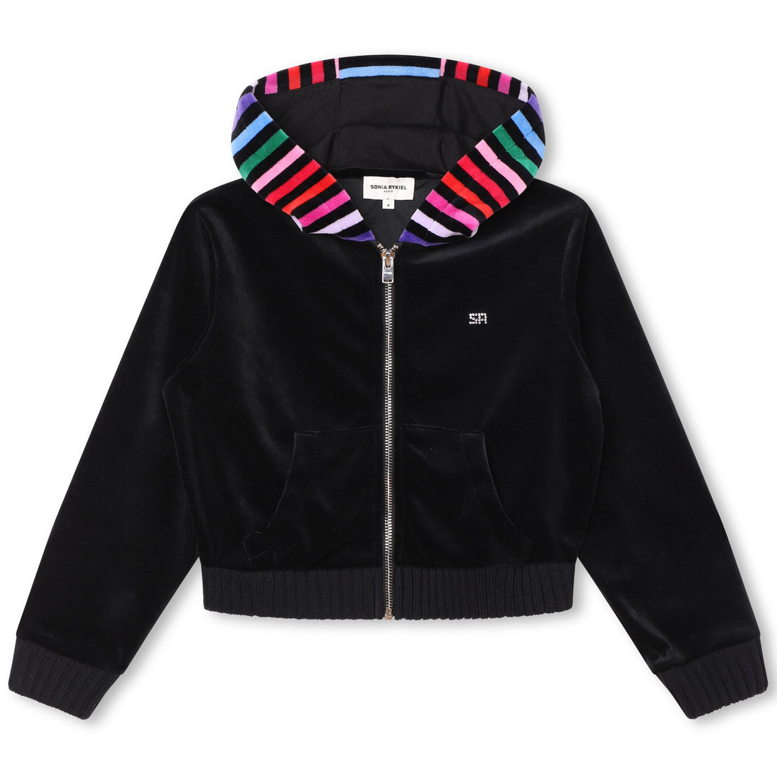 Sonia Rykiel Black Mini Me Velour Zip Up Hoodie