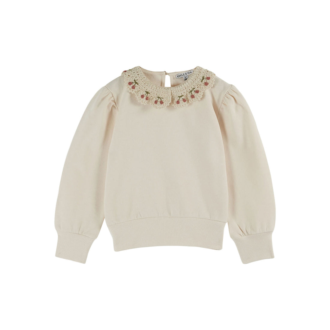 Emile et Ida Cream Collar Embroidered Sweatshirt