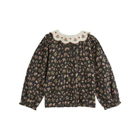 Emile et Ida Black Country Embroidered Collar Blouse