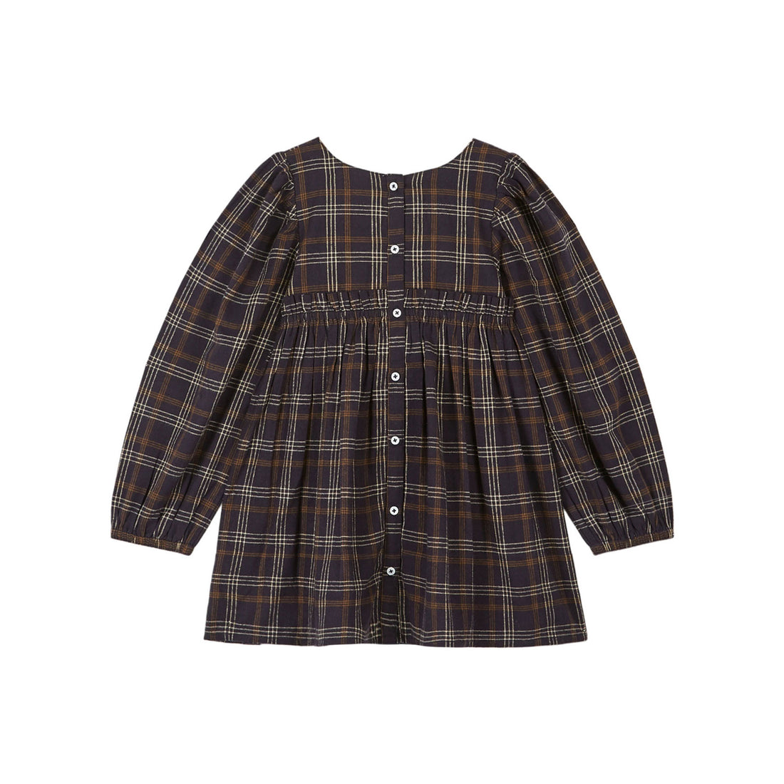 Emile et Ida Black Check Smocked Embroidered Dress