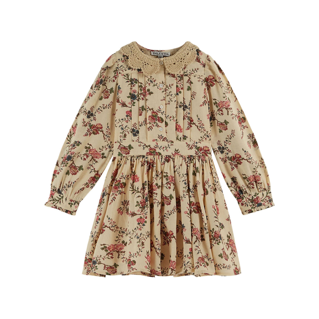Emile et Ida Ecru Orchid Crochet Collar Dress