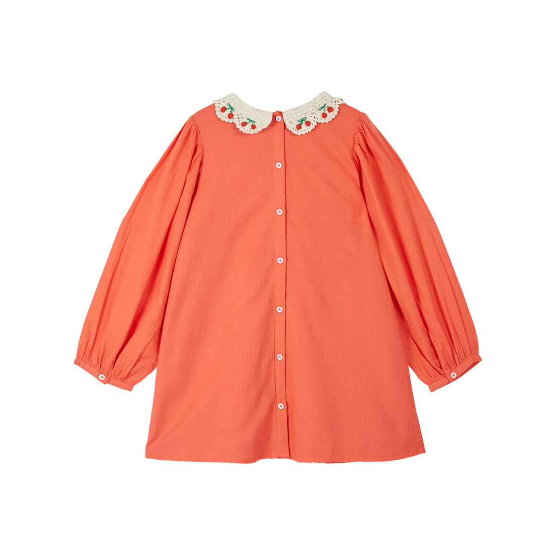 Emile et Ida Orange Smocked Crochet Collar Dress Ladida Emile et Ida Orange Smocked Crochet Collar Dress Ladida