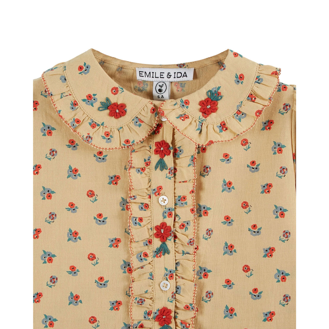 Emile et Ida Sand Poppy Embroidered Blouse