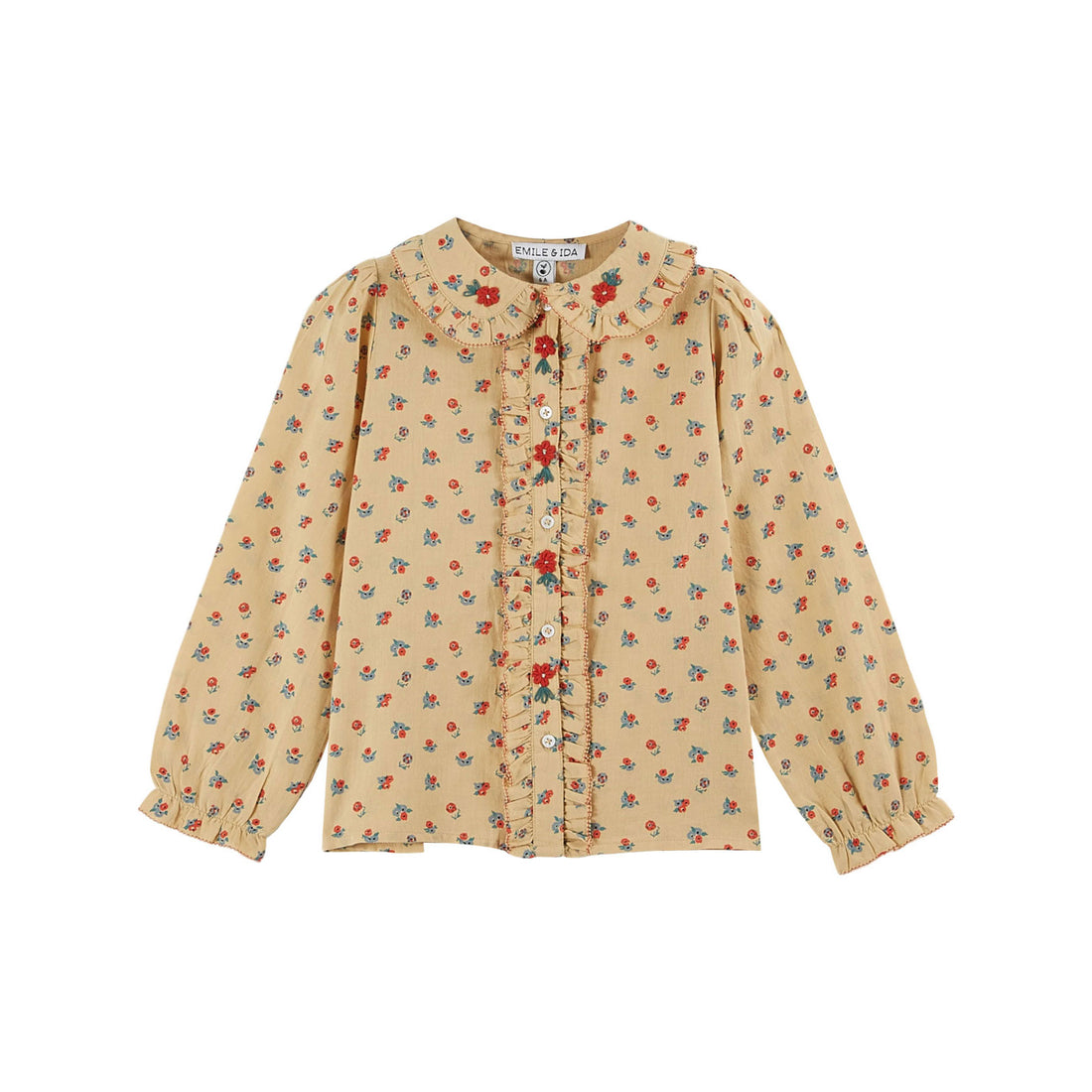 Emile et Ida Sand Poppy Embroidered Blouse