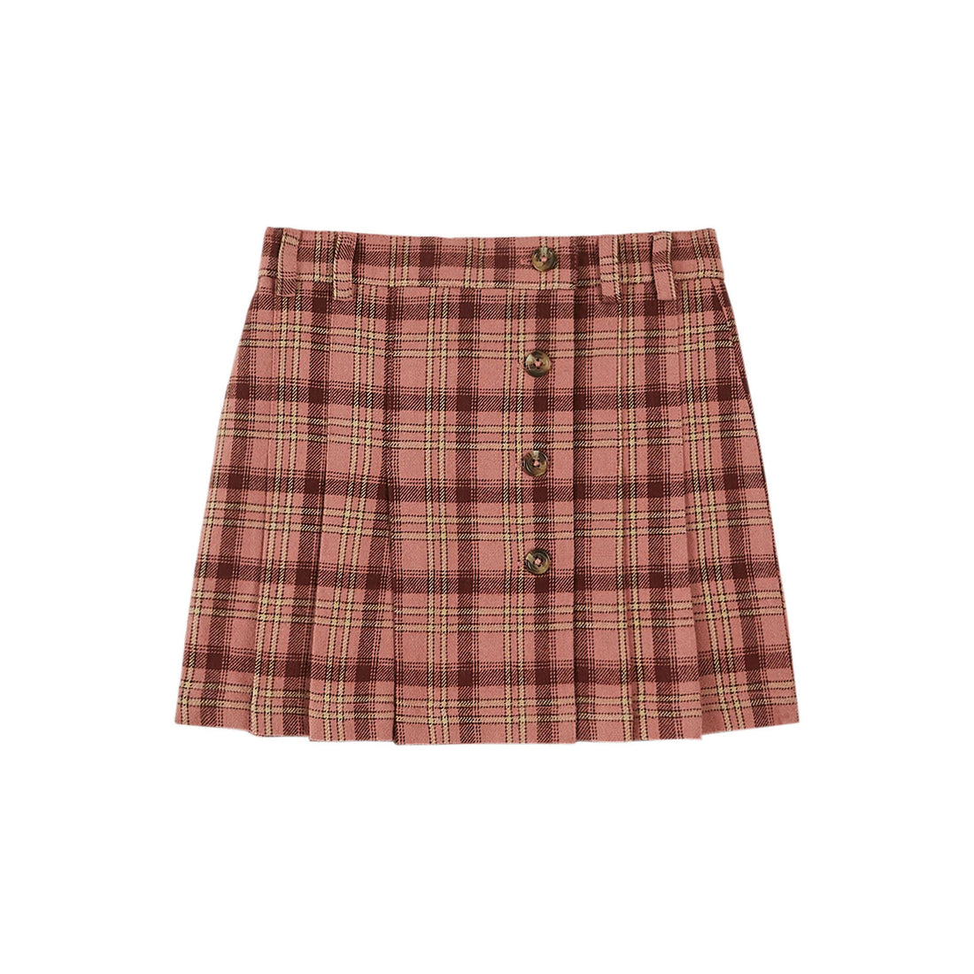 Emile et Ida Blush Plaid Pleated Skirt