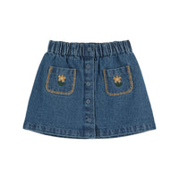 Emile et Ida Denim Embroidered Flower Pocket Skirt