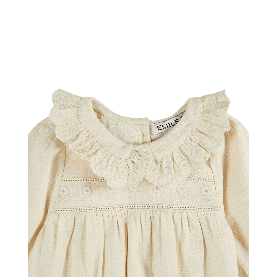 Emile et Ida Cream Vintage Ruffle Collar Romper