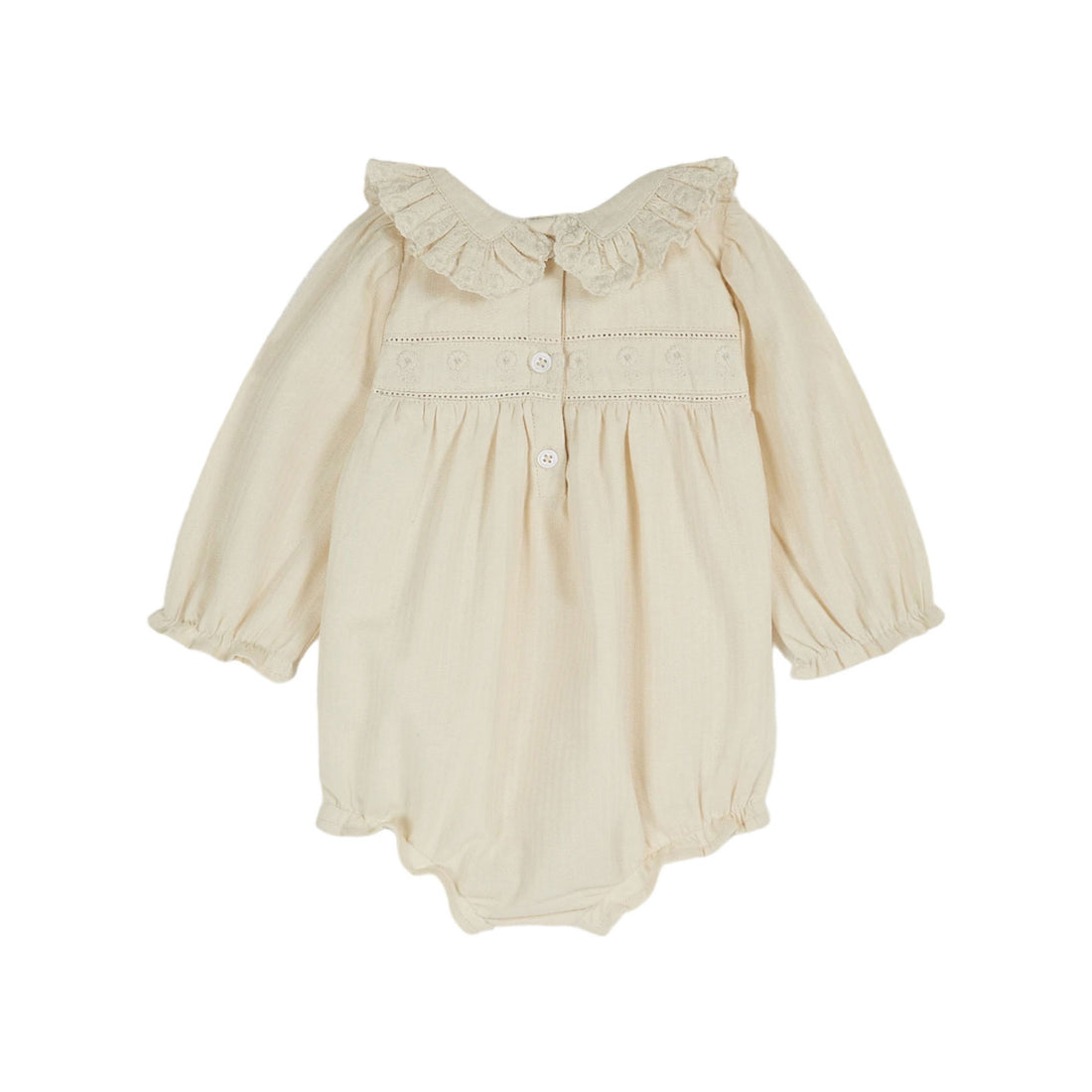 Emile et Ida Cream Vintage Ruffle Collar Romper