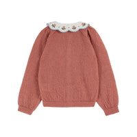 Emile et Ida Rose Embroidered Collar Cardigan