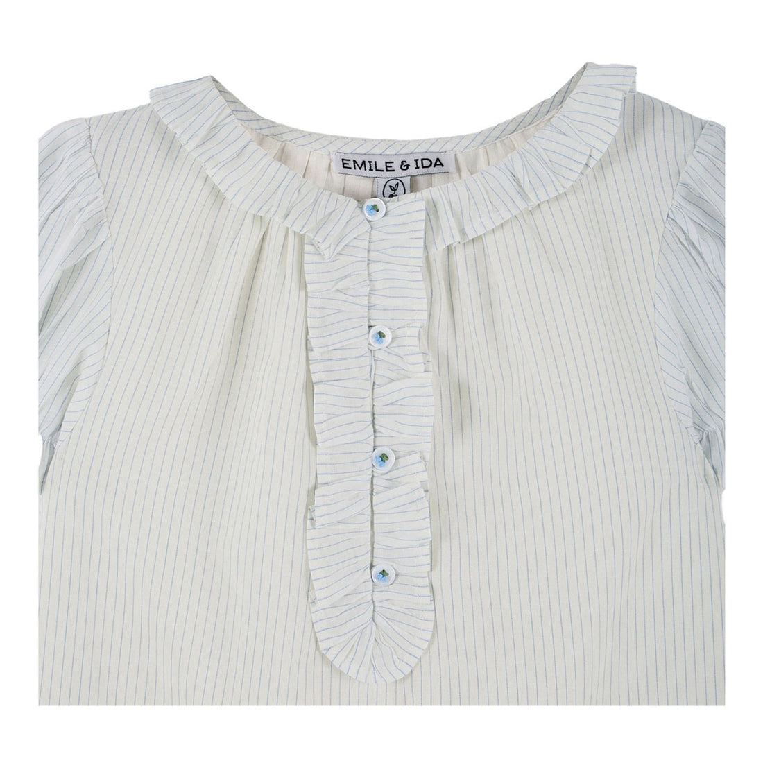 Emile et Ida Sky Stripe Ruffle Baby  Blouse