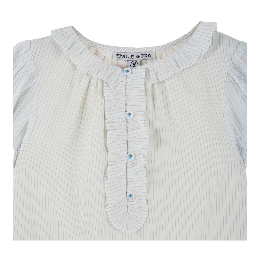 Emile et Ida Sky Stripe Ruffle Baby  Blouse