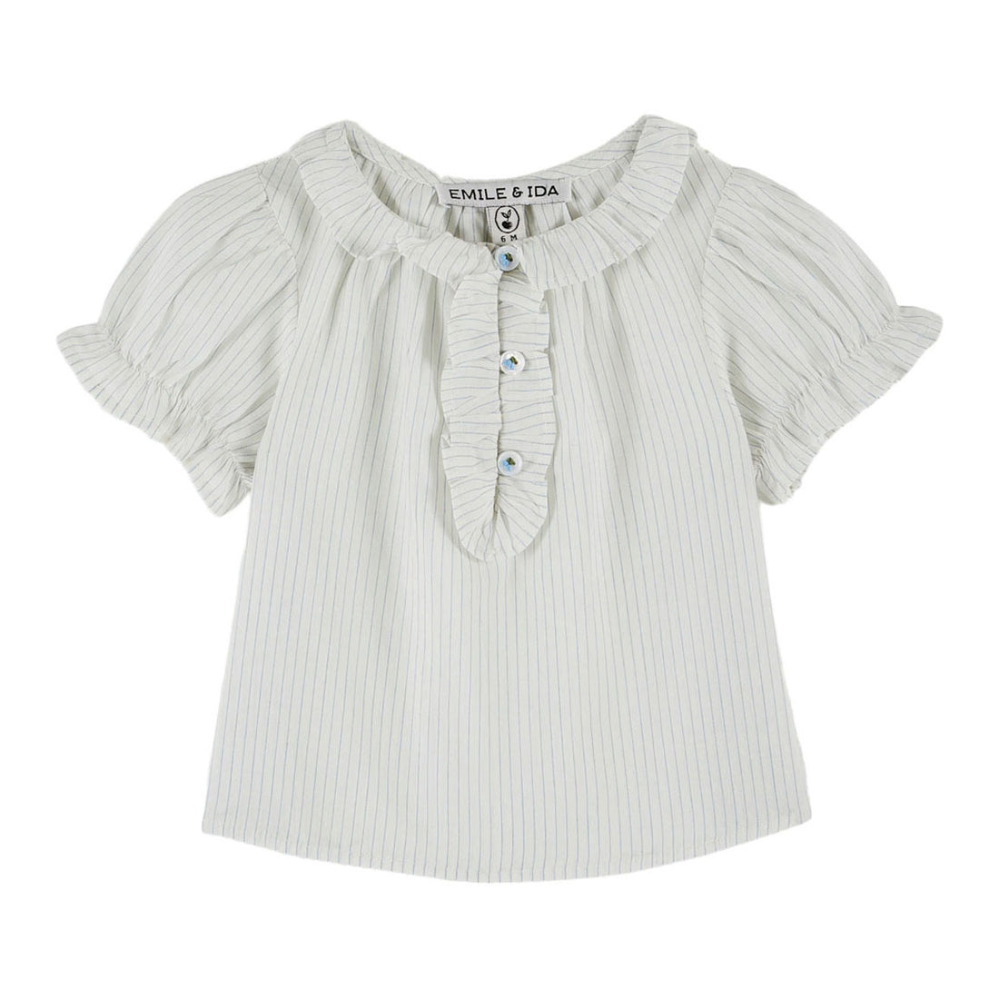 Emile et Ida Sky Stripe Ruffle Baby  Blouse